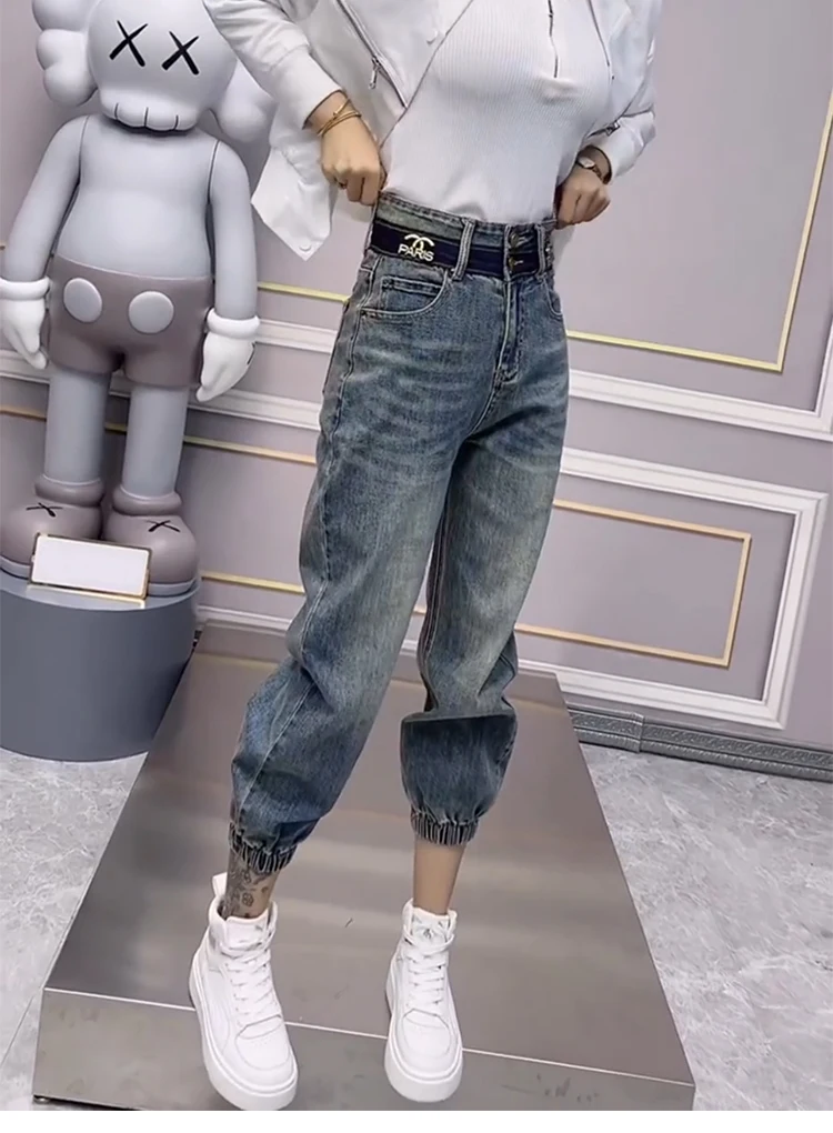 S1520cfada3a64ab9a011593154bacda4d Y2k Large Size Jeans Women's Summer Thin Model, New Bunched Feet Haren Pants Fat Mm Thin Straight Dad Pants S-4xl 40-100kg Mallzona