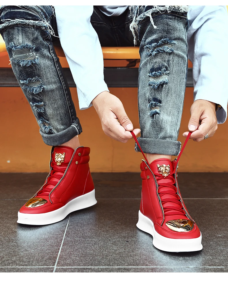 Leather Tourism Waterproof Shoes Men high top Sneakers - Uniqwear