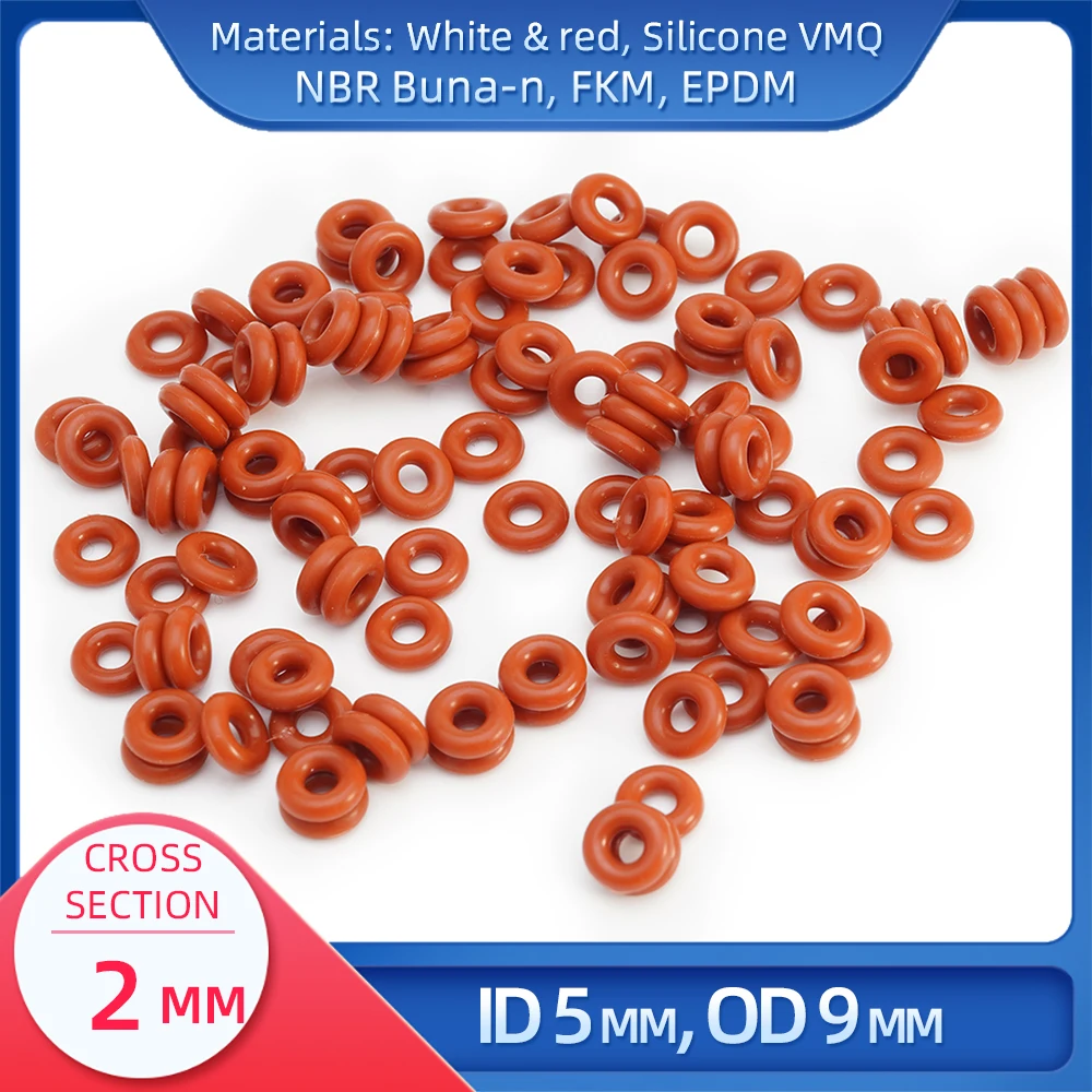 O Ring Cs 2 Mm Id 5 Mm Od 9 Mm Materiale Con Guarnizione In Silicone Vmq Nbr Oring Guarnizione Per Il Connettore Del Gruppo Brew Della Macchina Da Caf