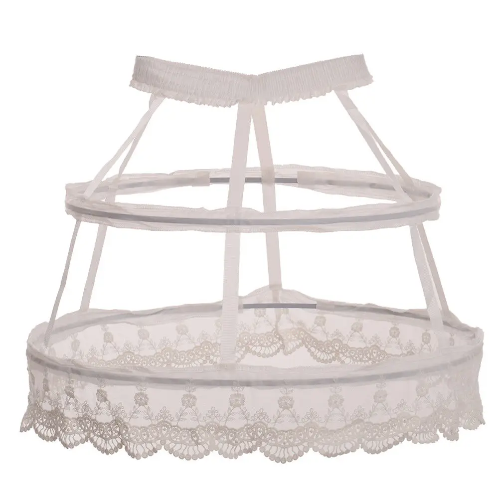 Crinoline White 2 Hoop Cage Skirt Pannier Bustle Petticoat Underskirt Costume