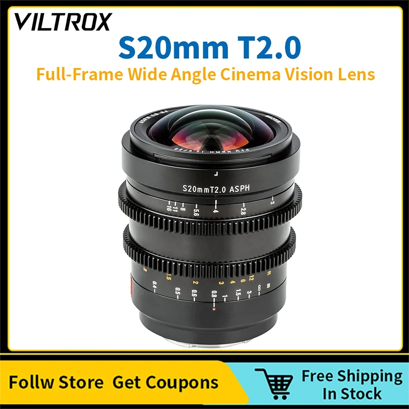 

Viltrox S20mm T2.0 Full-Frame Camera Lens Wide Angle Cinema Vision Lens for Sony E mount Lens A9 A7M3 A7RIV A7III A7S A6500