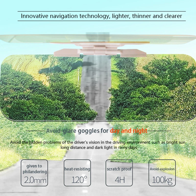 Universal Car Sun Visor HD Anti-UV Day Night Anti-dazzle Goggles Clip-on Shield Fold Flip Down Clear View Interior Mirrors