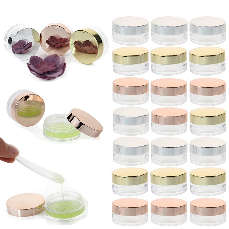 

100 шт. 10 г 10 мл пустые банки пластиковый косметический контейнер многоразовая бутылка с золотой крышкой для конфет