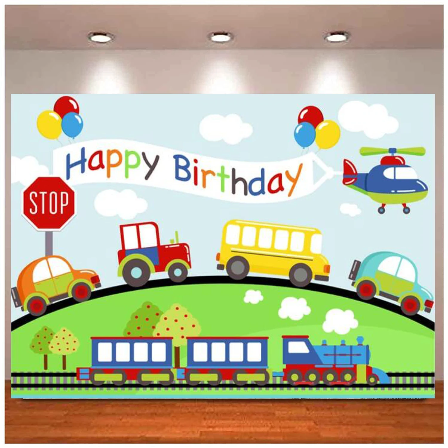 Photography Backdrop Transportation Plane Train Car For Boys Girls 1st ...