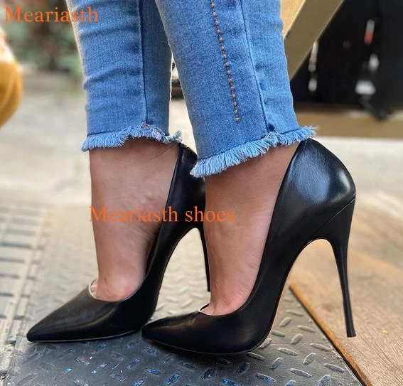 

Meariasth 2022 Spring Super High 12cm Stiletto Heels Pumps Women Shoes Pointed Toe Florescence matte Leather Office Thin Heels