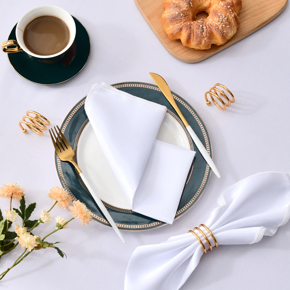 20PCS 51x51cm 연회 파티 웨딩 홈 테이블 천으로 칵테일 주방 저녁 식사 냅킨에 대 한 부드러운 Htitched 사각형 냅킨 새틴