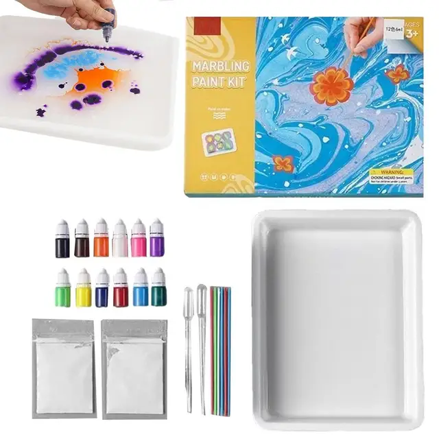 Marbling Painting Kit 12 Colors  Water Marbling Paint Art Kit - 6