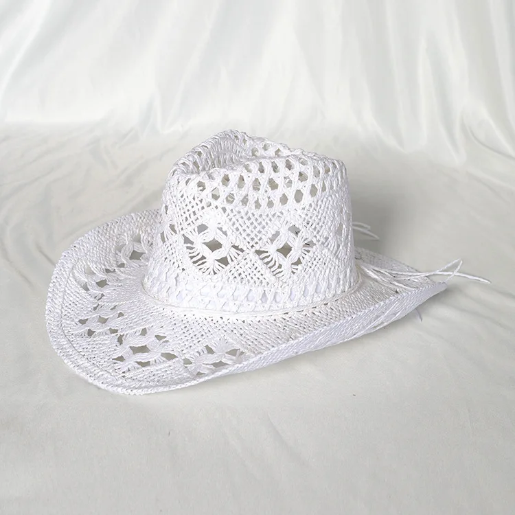 Hot Sale 2024 New Spring and Summer Hand-knitted Outdoor Travel Beach Unisex Western Cowboy Straw Hat_voghion.com