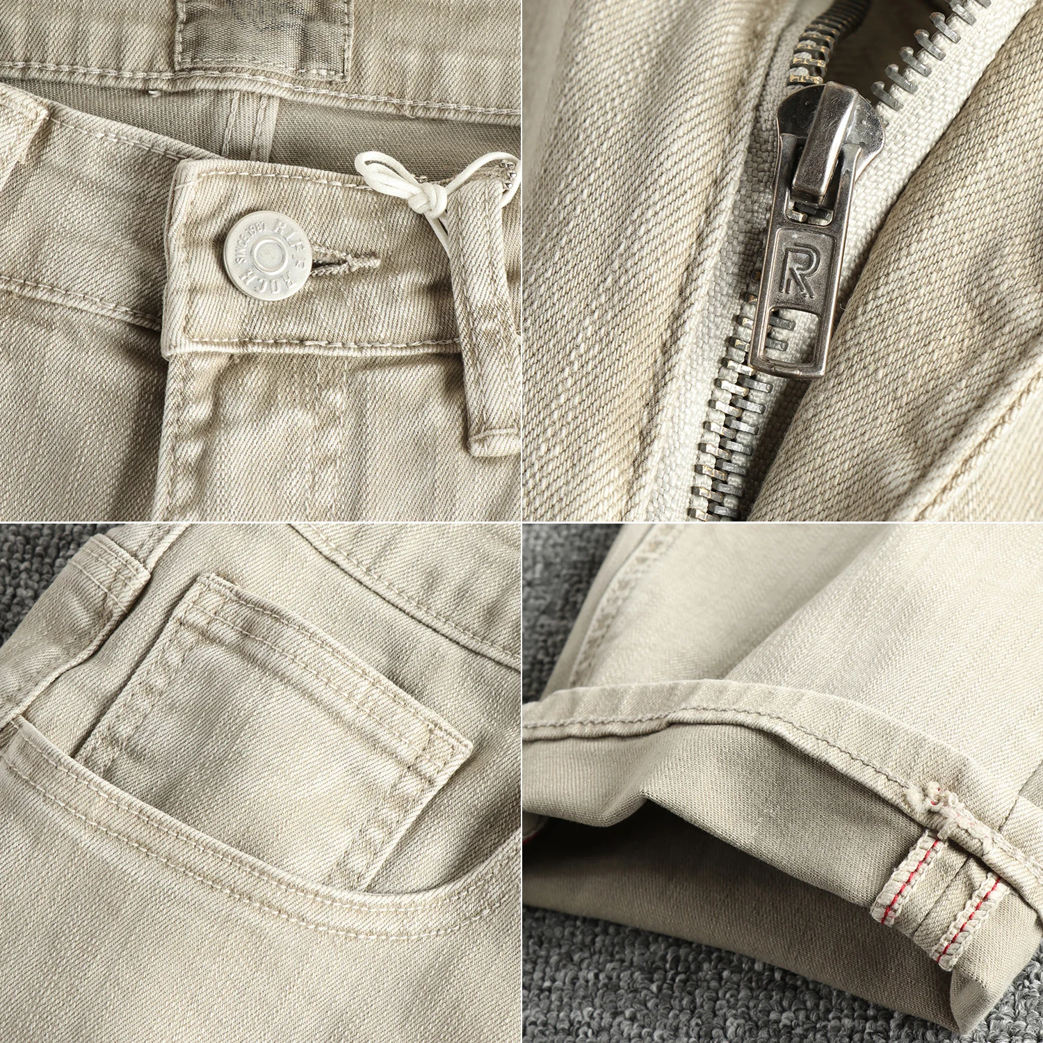 2025 Spring And Summer New American Retro High-elasticity Slub Cotton Men's Washed Straight Jeans Loose Fashion Casual Pants 4
