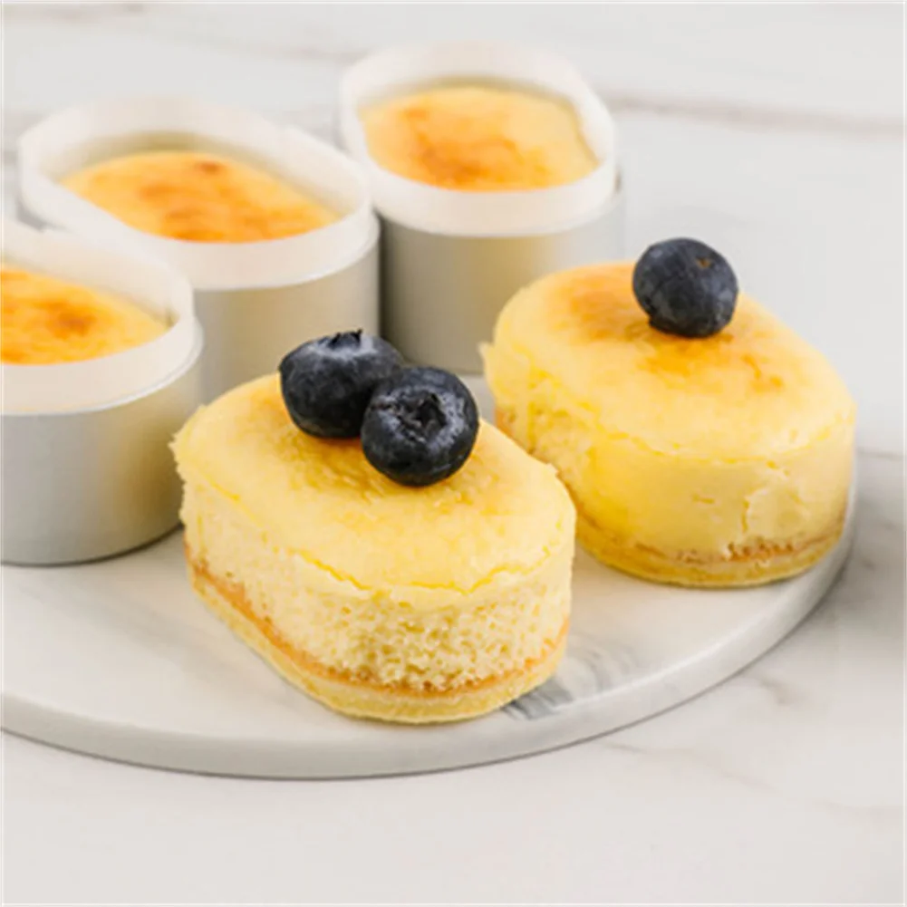 10PCS Baking Mold Mini Aluminium Oval Egg Shape Cheese Cake Rings Half-Cooked Molds Bread Kitchen Baking Tools