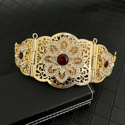 Moroccan Chic Caftan Belt In Gold Red Green Rhinestone  Ethnic Wedding Dress Kaftan Abaya Metal Waist Chain Marriage Gifts