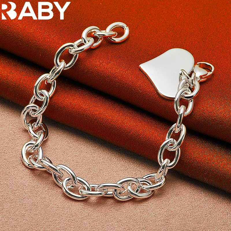 

URBABY 925 Sterling Silver Heart Bracelet Chain For Woman Wedding Engagement Party Fashion Charms Jewelry Valentine's Day Gifts