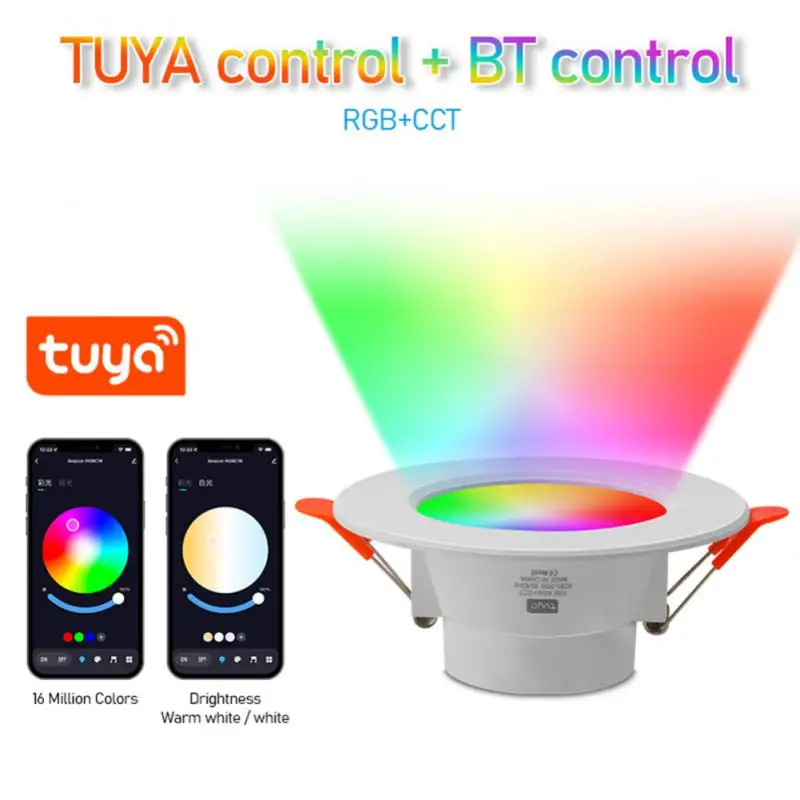 Tuya LED Downlight 10W 15W Dimmable Spot Light Recessed Round Light Smart Home Luminaire Blue Tooth Lamp Work With Alexa Google led downlight,recessed ceiling spotlight,ceiling lamps