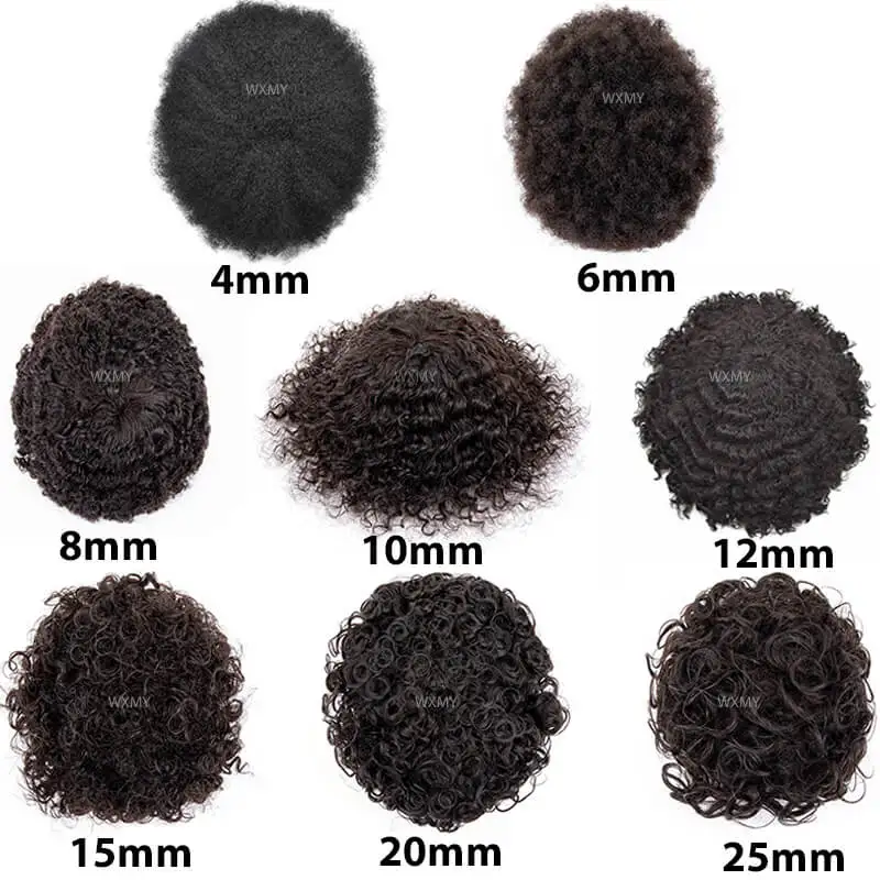 Afro Toupee For Men 6" Curly Wig Mono Male Hair Prosthesis 100% Natural Human Hair Men's Wigs Capillary Replacement System Unit 5