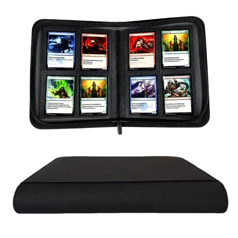 Carpeta para tarjetas coleccionables con 4 bolsillos, diseño a prueba de humedad y polvo con cremallera completa, carpeta TCG con 160 bolsillos de carga lateral, álbum para tarjetas coleccionables adecuado para tarjetas deportivas de Mtg, Yugioh, béisbol y fútbol, perfecto para niños, niñas y entusiastas de las tarjetas, excelente opción de regalo