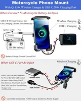 Motorcycle Phone Holder Fast Wireless Charging Quick USB Charger Moto Motorbike Mirror Stand Support Cellphone Handlebar Mount 3