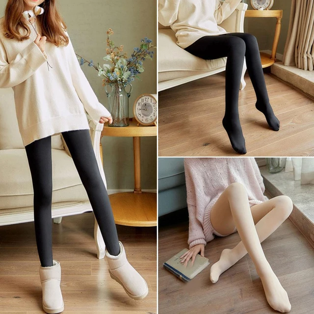 1pc Women's Winter Thermal Thick Nylon Spandex Leggings, Suitable For Daily  Wear Above -15°C