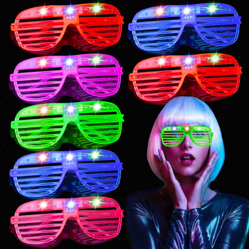 

10/25 Pcs LED Glowing Glasses Glow in the Dark Party Supplies Neon Party Favors 5 Colors Light Up Glasses for Kids Adults