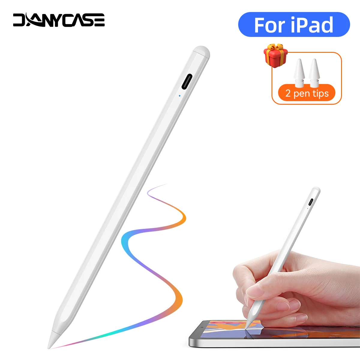 ל-iPad עט סטיילוס 2025 iPad Air 11 Air 13 M2 M3 Pro 13 11 M4 5/6/7/8/9/10/11th Gen Air 3/4/5 Mini 5 6 7 עם דחיסת כף יד