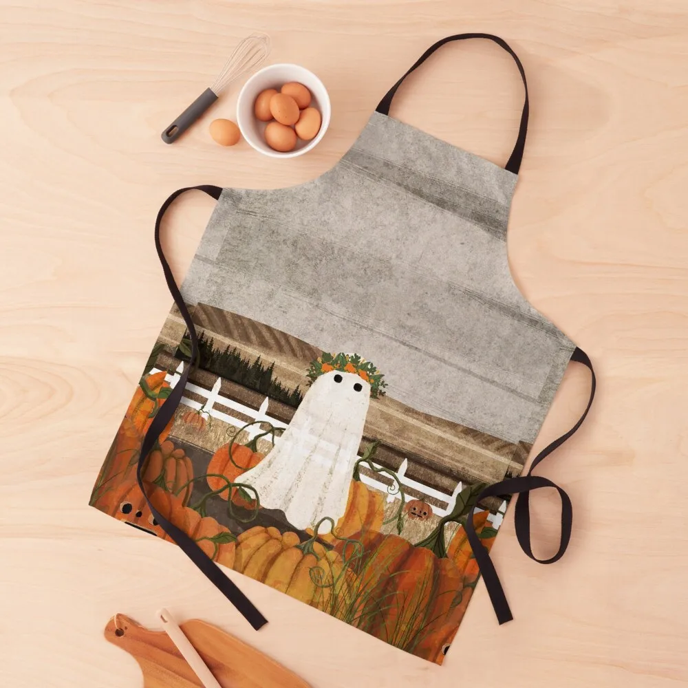 

There's a Ghost in the Pumpkins Patch Again... Apron japanese woman Waterproof Kitchen Woman Apron