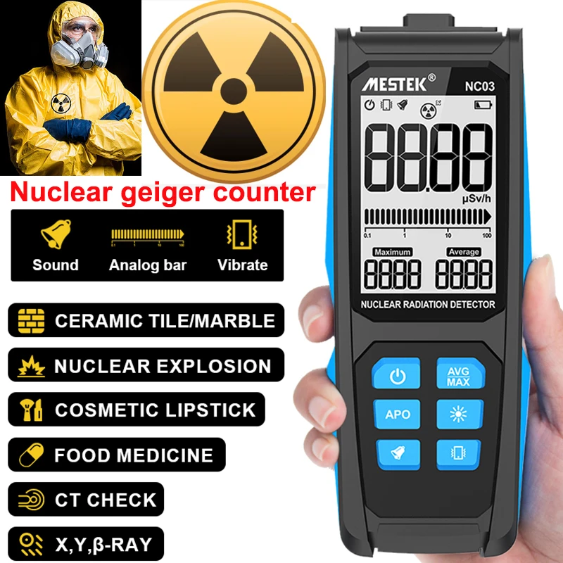 Mestek NC03 Nuclear Radiation Detector Geiger Counter Radiation Dosimeter X &gamma; &beta; Radioactivity Tester Sound Alarm Radiometer radiation detector geiger counter