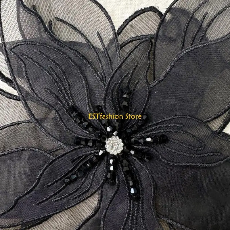 Y5GC Oversized Flower Eye-Catching Applique for Clothes Hat Sewing Patches DIY Scarf