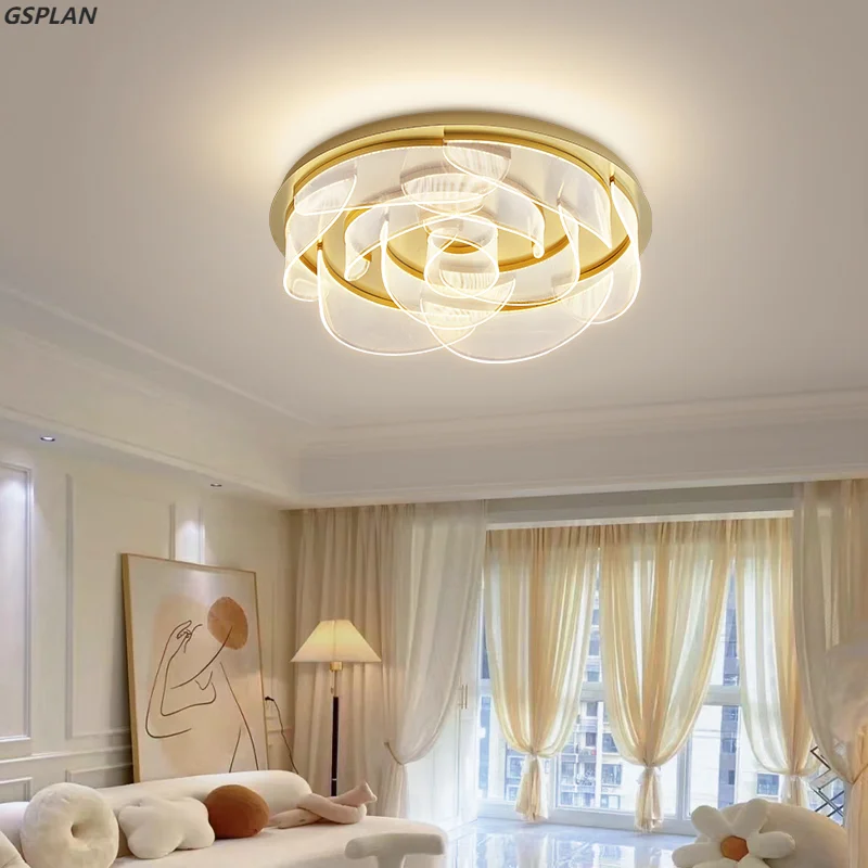 

Modern Minimalist Living Room Chandeliers Atmosphere Led Flush Mount Ceiling Lamp Nordic Luxury Restaurant Hall Gold Chandelier