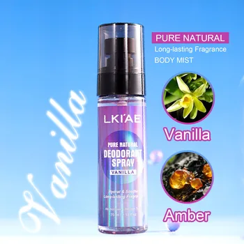 LKIAE Antiperspirant Deodorant Body Spray, Vanilla & Amber Scent, 12-Hour odor and Sweat Protection for Women, Men, Travel Size 1