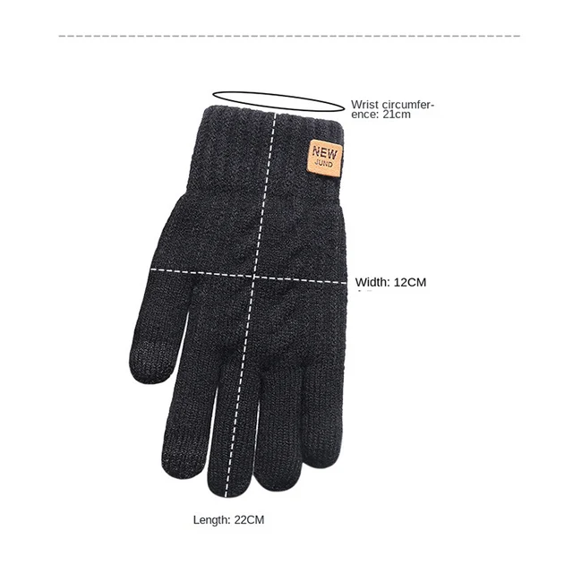 Wholesale Fleece Lined Fashion Warm Black Cable Knitted Winter Touch Screen Gloves 5