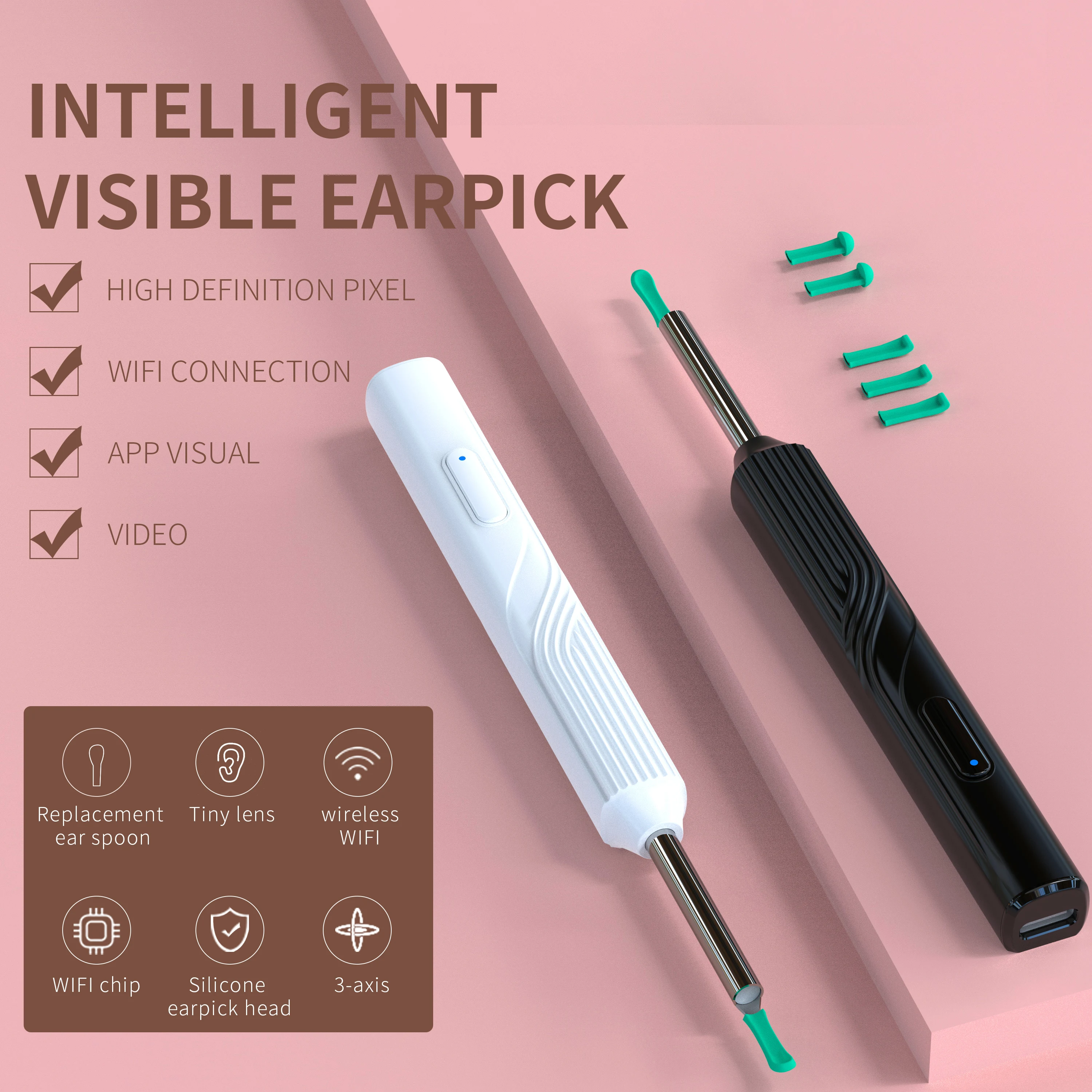 Visual Ear Scoop Earwax Removal Cleaning Tool Electric Wireless WIFI Endoscope Mobile Phone Connection High-Definition Ear Pick