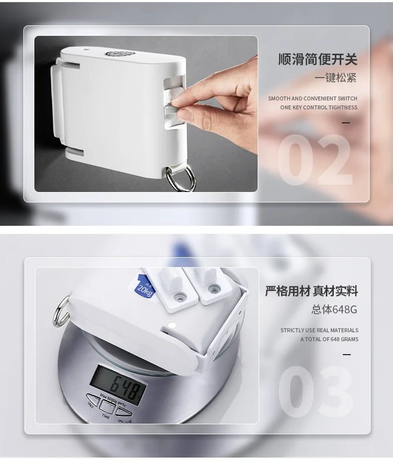 Retractable Hanging Drying Rack Invisible Clothesline Balcony Clothes Line Hole-Free Indoor Hotel Balcony Bathroom