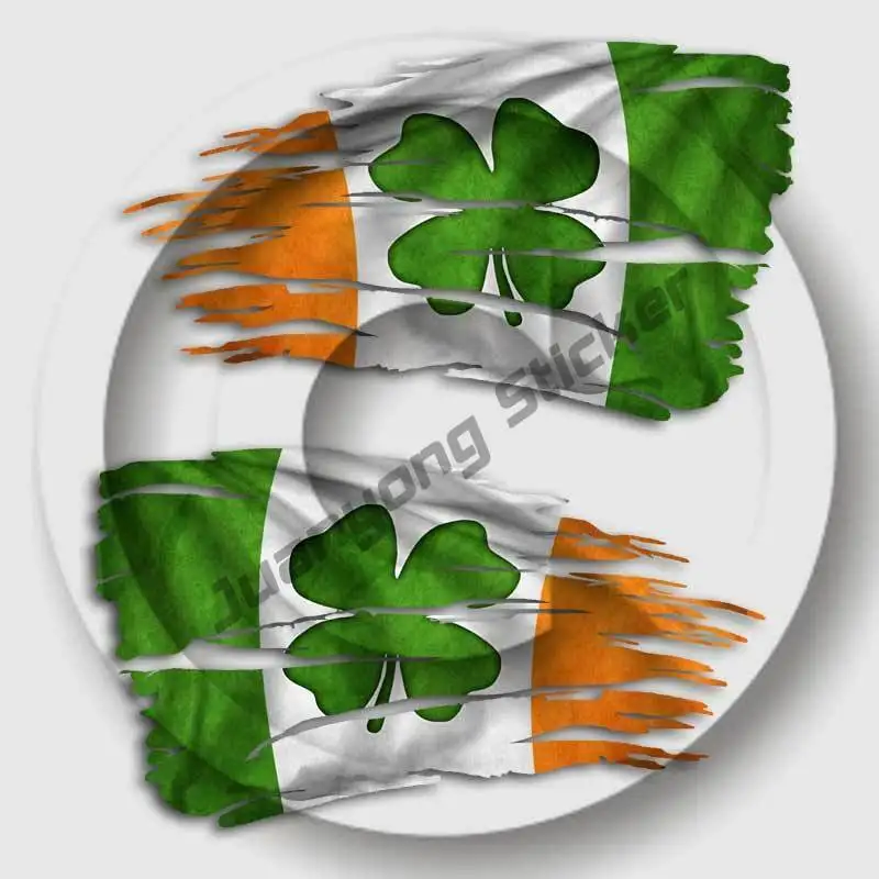 

2 Pack Ireland Tattered Flag Decal - Irish Tricolour Clover Window Flag Phone Bumper Guitar Truck Window Anti Scratch Exterior