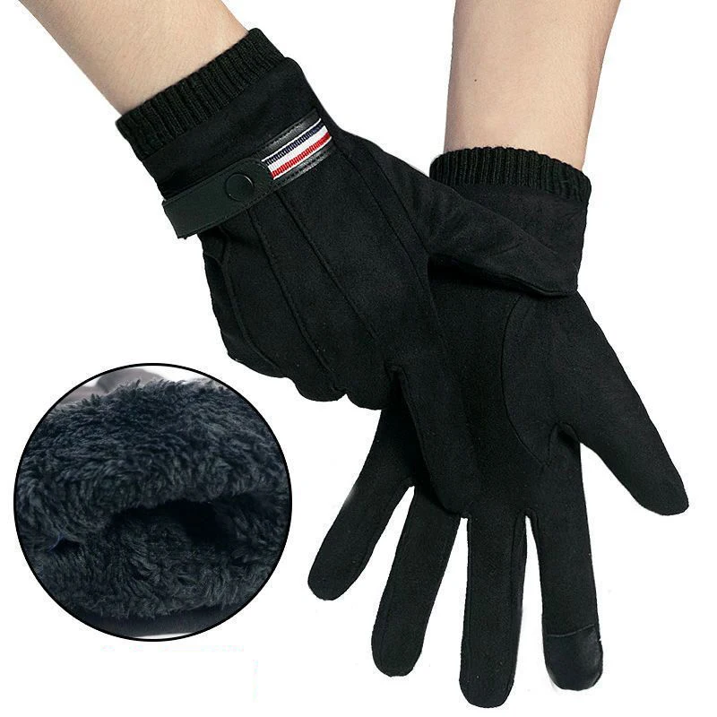 Men's Winter Cycling Gloves - Warm, Windproof, Touchscreen-Compatible Suede