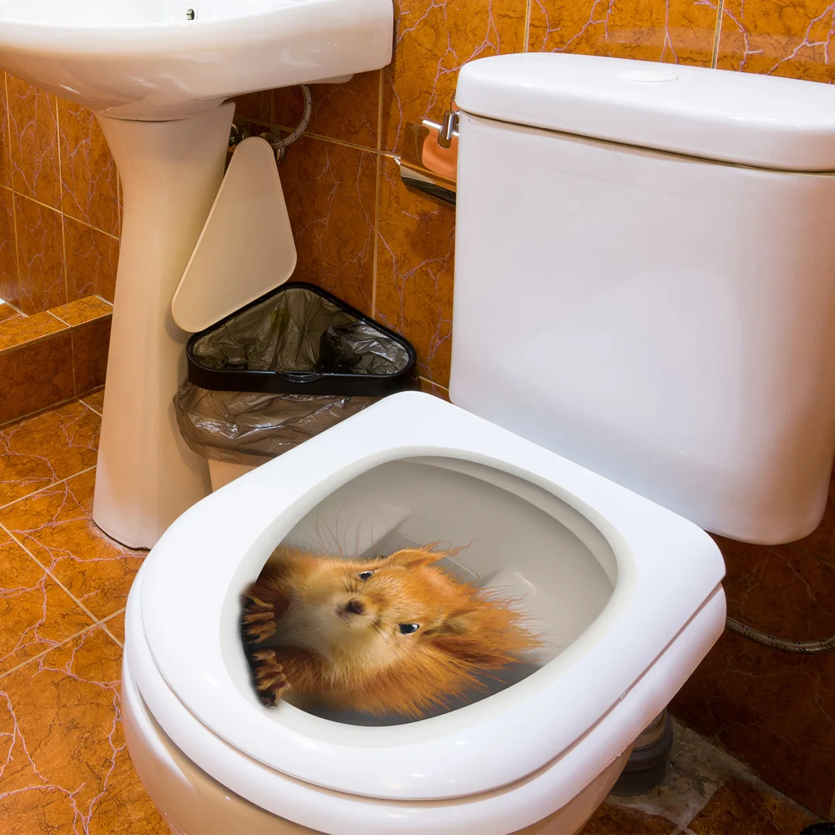 Description Picture 3 of itemCreative Cute Squirrel Toilet Sticker Bathroom Toilet Cover Sticker Wall Stickers Wc For Home Decoration M264