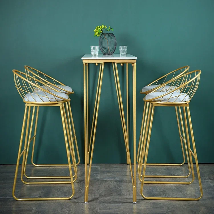 

Nordic Bar Stools Simple Bar Chairs Luxury Wrought Iron Backrest Chair Gold High Stool Modern Restaurant Furniture Bar Stool