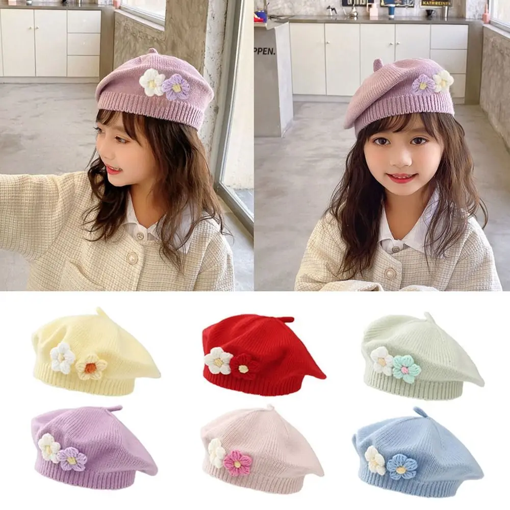 

Solid Color Baby Beret Hat Fashion Knitted Without eaves Painter Caps Winter Warm Knitted Beanie Cap Kid