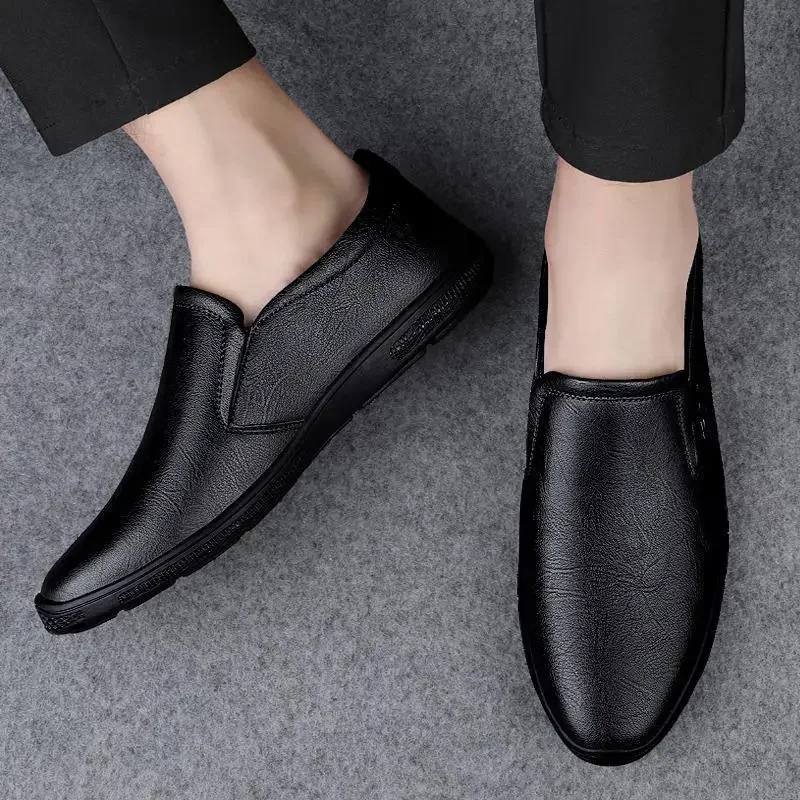 

Leather Shoes Men's 2024 New Business Casual Shoes Genuine Leather Men's Shoes Soft Leather Tendon Bottom Moccasins