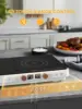 Cooktop 2 Burners, Double Induction Hot Plate with Removable Iron Cast Griddle Pan Non-stick, Independent Temperature Control,To 3