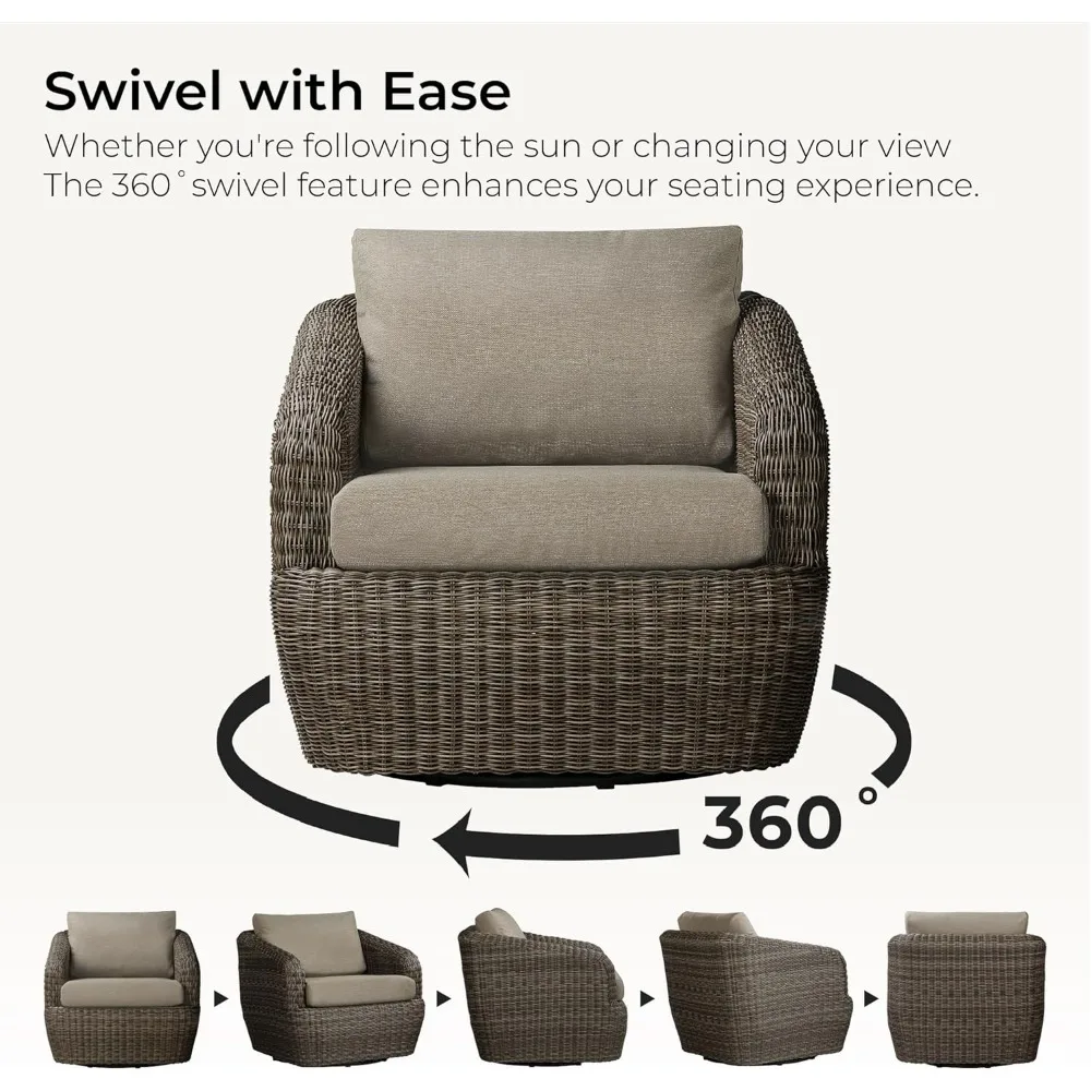 3 Pieces Patio Wicker Furniture Set, Outdoor Rattan Bistro Set with Removable Thickened Cushions, Fully Assembled(Gray Cus 3