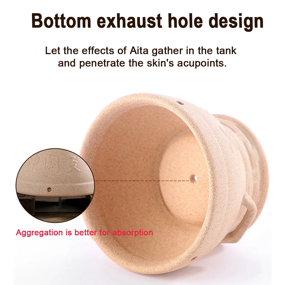 Moxa Therapy Warm Massager Purple sand moxibustion jar Aita burner warm point meridian massage hot compress therapy Muscle Relax