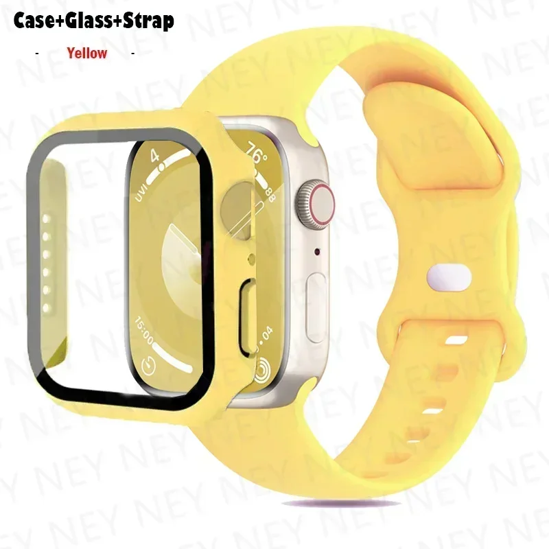 Stylish Silicone Bracelet for Apple Watch - Glass Case with Watchbands