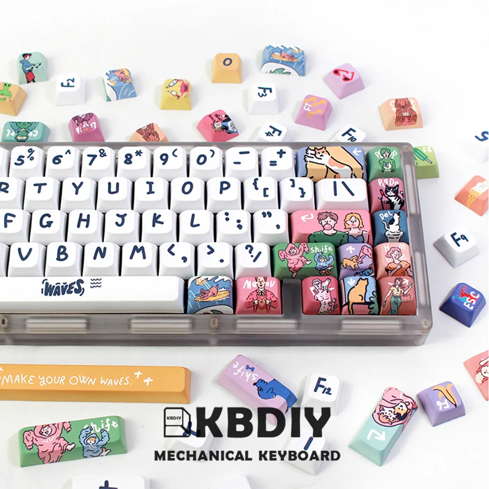 

KBDiy Make Your OWN Waves Keycap Cute XDA Profile 123 Keys for MX Switches Mechanical Gaming Keyboards PBT Keycaps DIY Custom