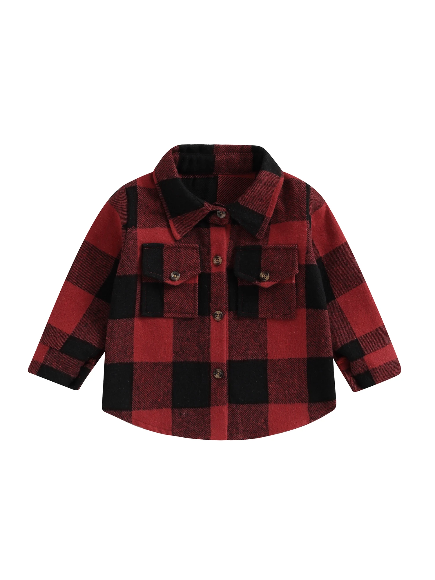 ToddlerBabyGirlFlannelShirtLongSleeveLapelButtonDownPlaid