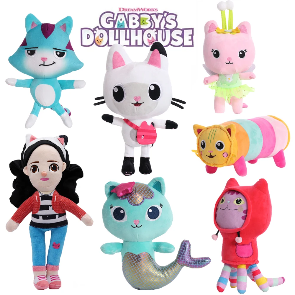 23-25CM Gabby Dollhouse Peluche Cartoon Saison Animaux En Peluche Sirène  Chat Peluche Poupées pour Enfants Cadeaux D'anniversaire De Noël 220121