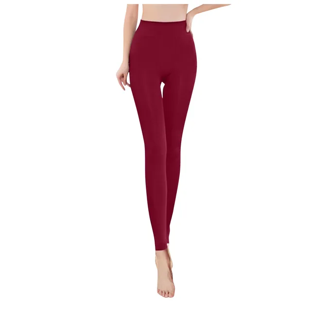 Autumn Winter Thickened Leggings For Women High Waist Stretchy Solid Color Fleece Cropped Pants Women Yoga Clothes Warm Pants 1