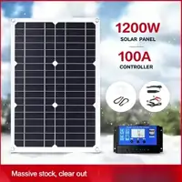 Kit de panneaux solaires 100A 12/24V, chargeur solaire portable avec contrôleur de charge pour voiture, camping-car, bateau, batterie, usage domestique et extérieur 1