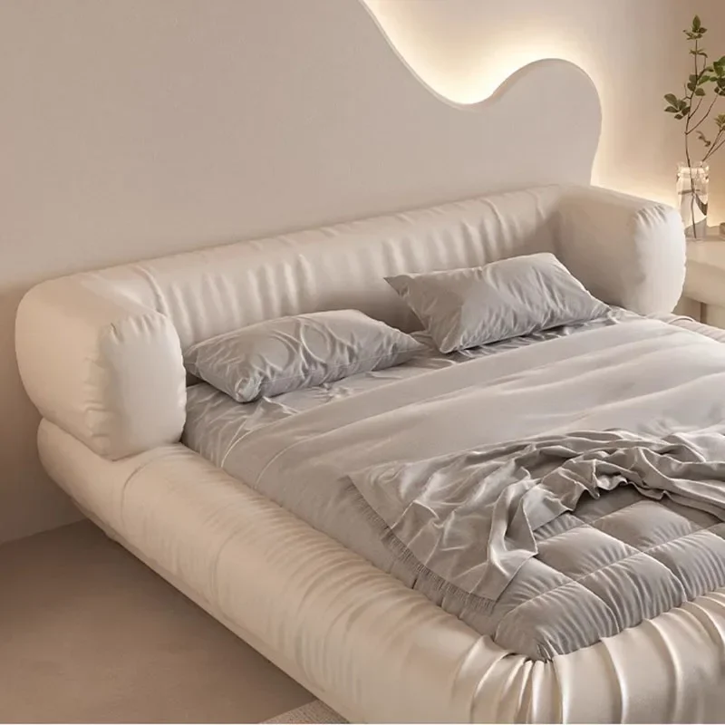 Letto Matrimoniale Glamour In Pelle Designer White Villa Sleeping King Size Bed Frame Piattaforma Moderna Letto Matrimoniale Mobili Per La Casa