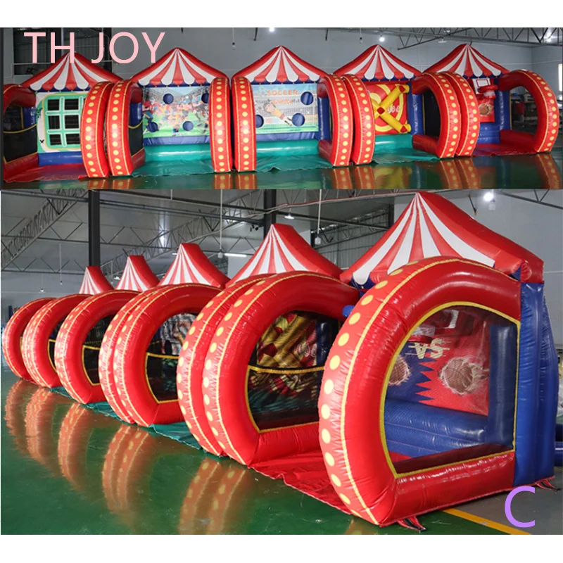 4 in 1 inflatable carnival games,2024 newest carnival games soccer dart knock down bundle for party 6