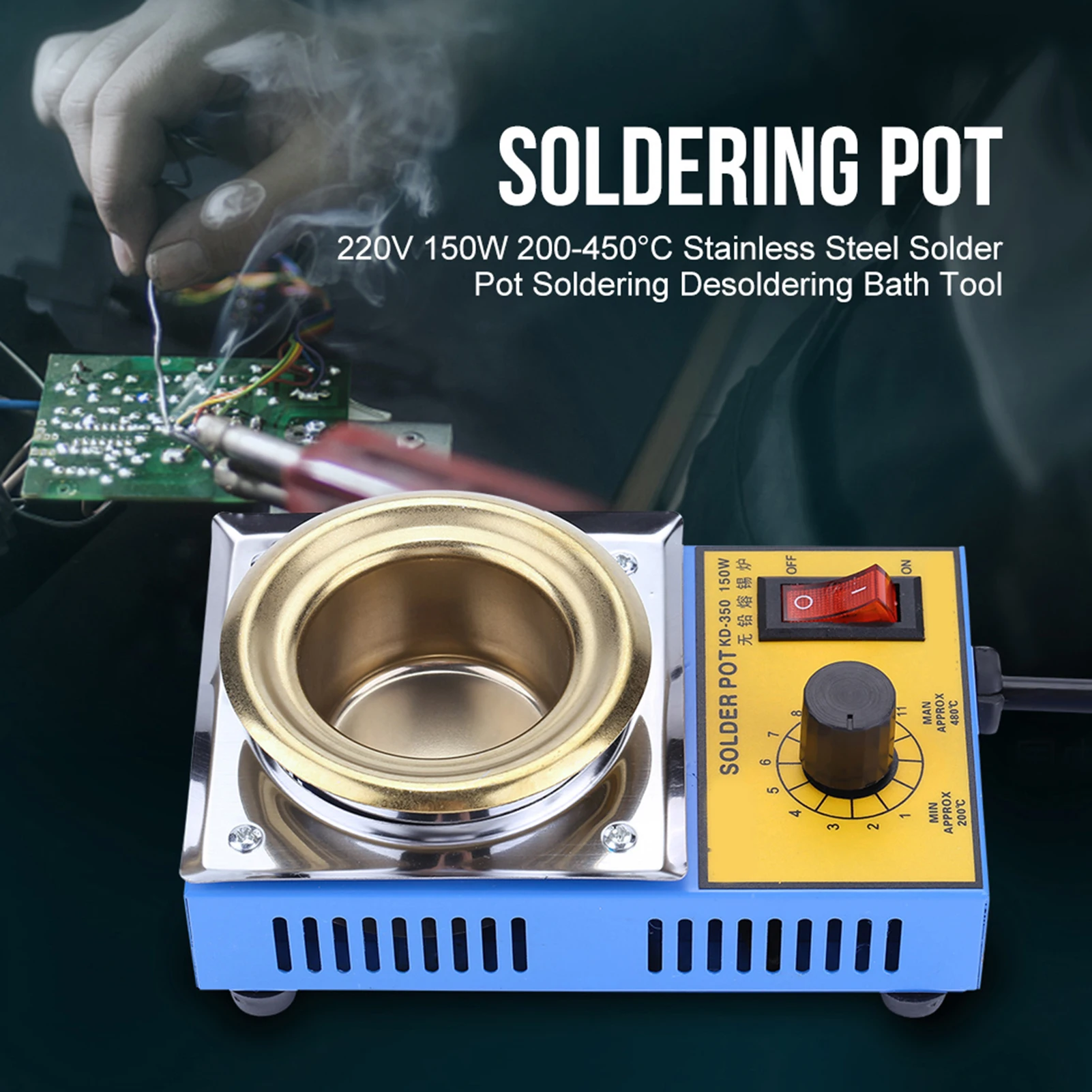 220V Lead free Solder Pot Soldering Desoldering Bath Titanium