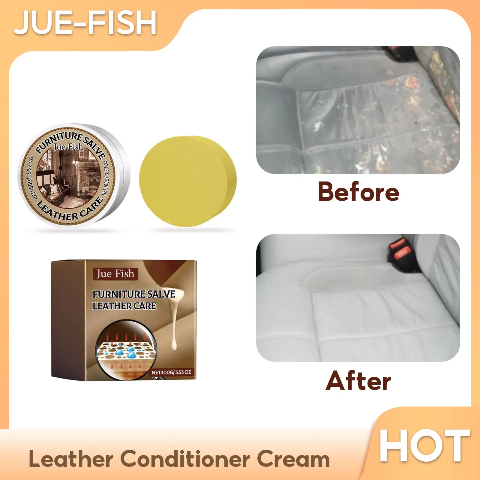 

Leather Conditioner Cream Car Seat Polishing Nourishment Sofa Scratch Crack Restoration Leather Paint Auto Leather Recolour Balm